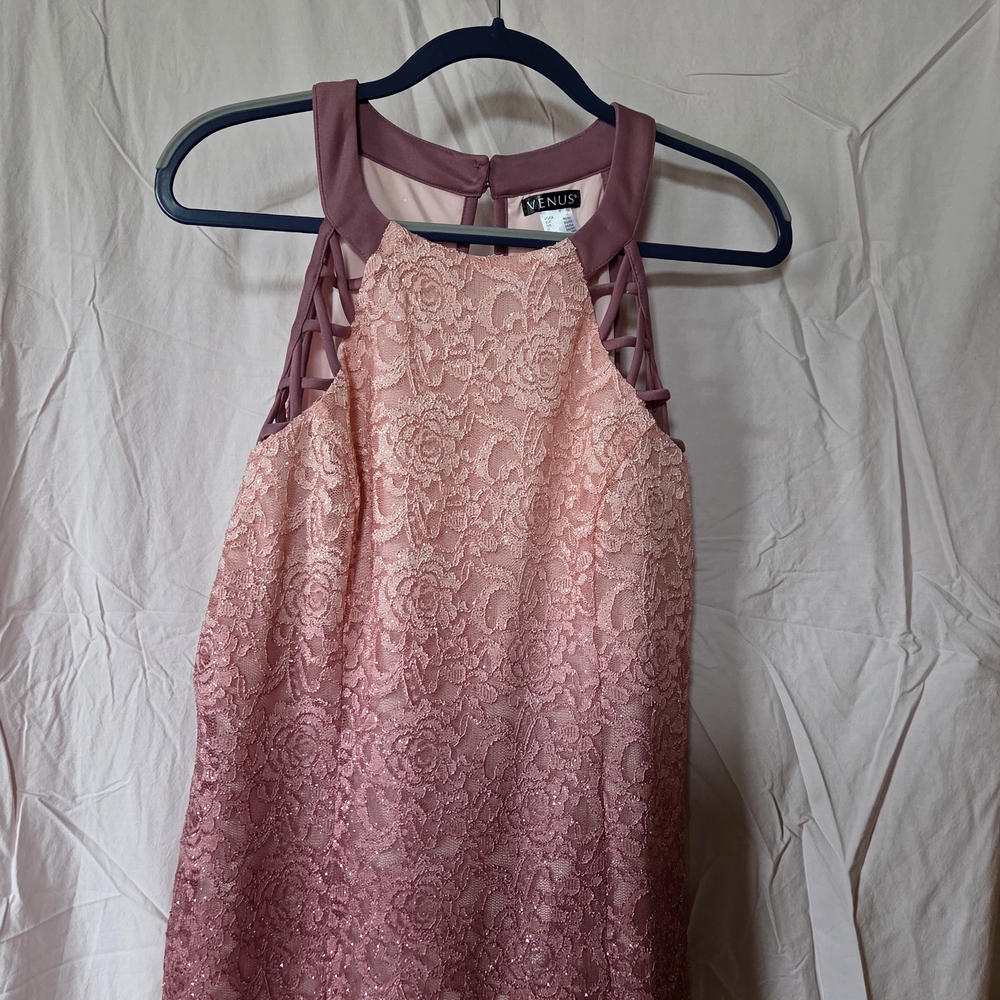 Venus Girls' Sleeveless Pink Ombre Lace Dress